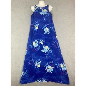 Royal Creations Size S Womens Muumuu Maxi Dress Blue Hawaiian Floral Flowy Luau